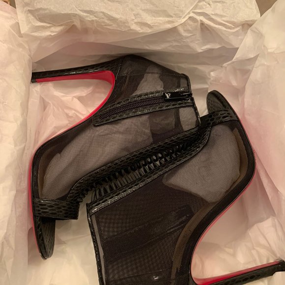 Christian Louboutin - Trouble 100 Mesh & Leather Booties $900.00 Women's Size 38 - Picture 4 of 11